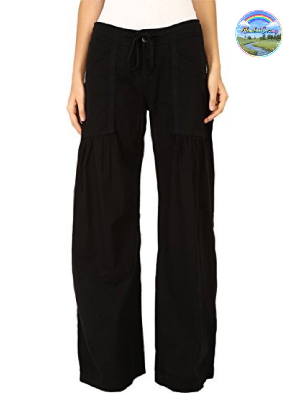 XCVI Willow Wide Leg Stretch Poplin Pants Black Women 33 Inseam Cotton Spandex